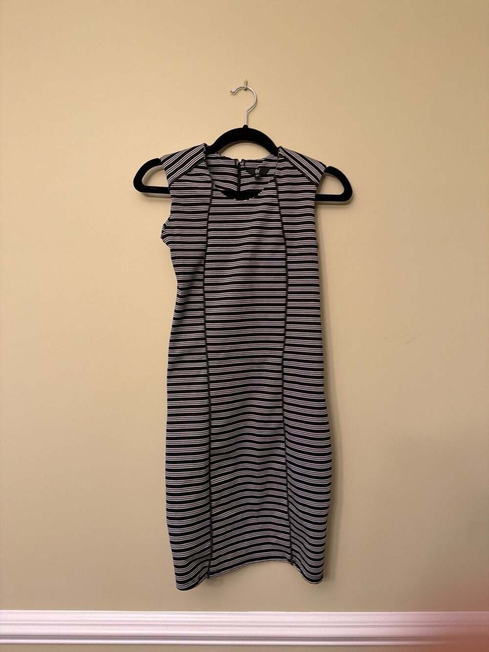 FIG Clothing XS Black and White Striped Sleeveless Sheath Dress